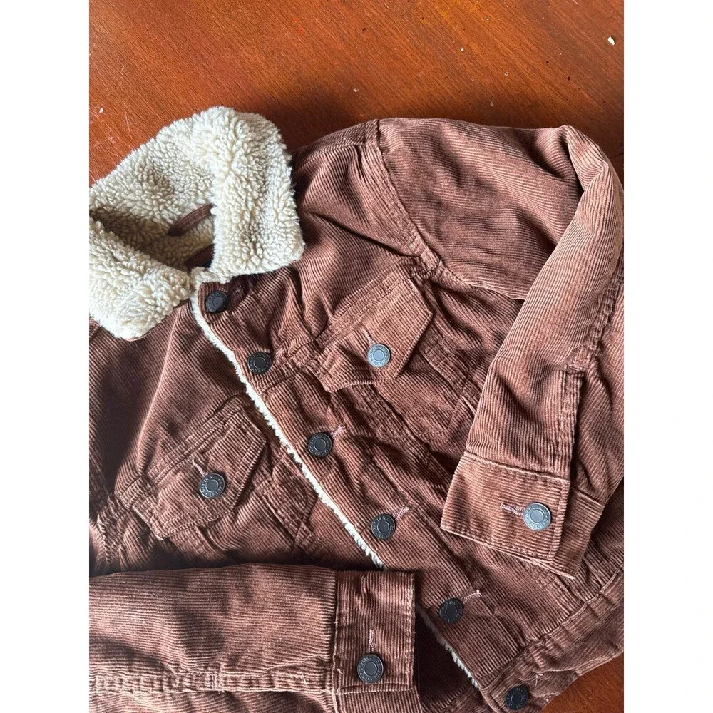 GAP KIDS brown corduroy sherpa lined jacket